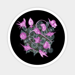 Ernst Haeckel Pink Peridinea on Cerulean  Diatoms Magnet